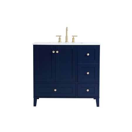 ELEGANT DECOR 36 Inch Single Bathroom Vanity In Blue VF18036BL